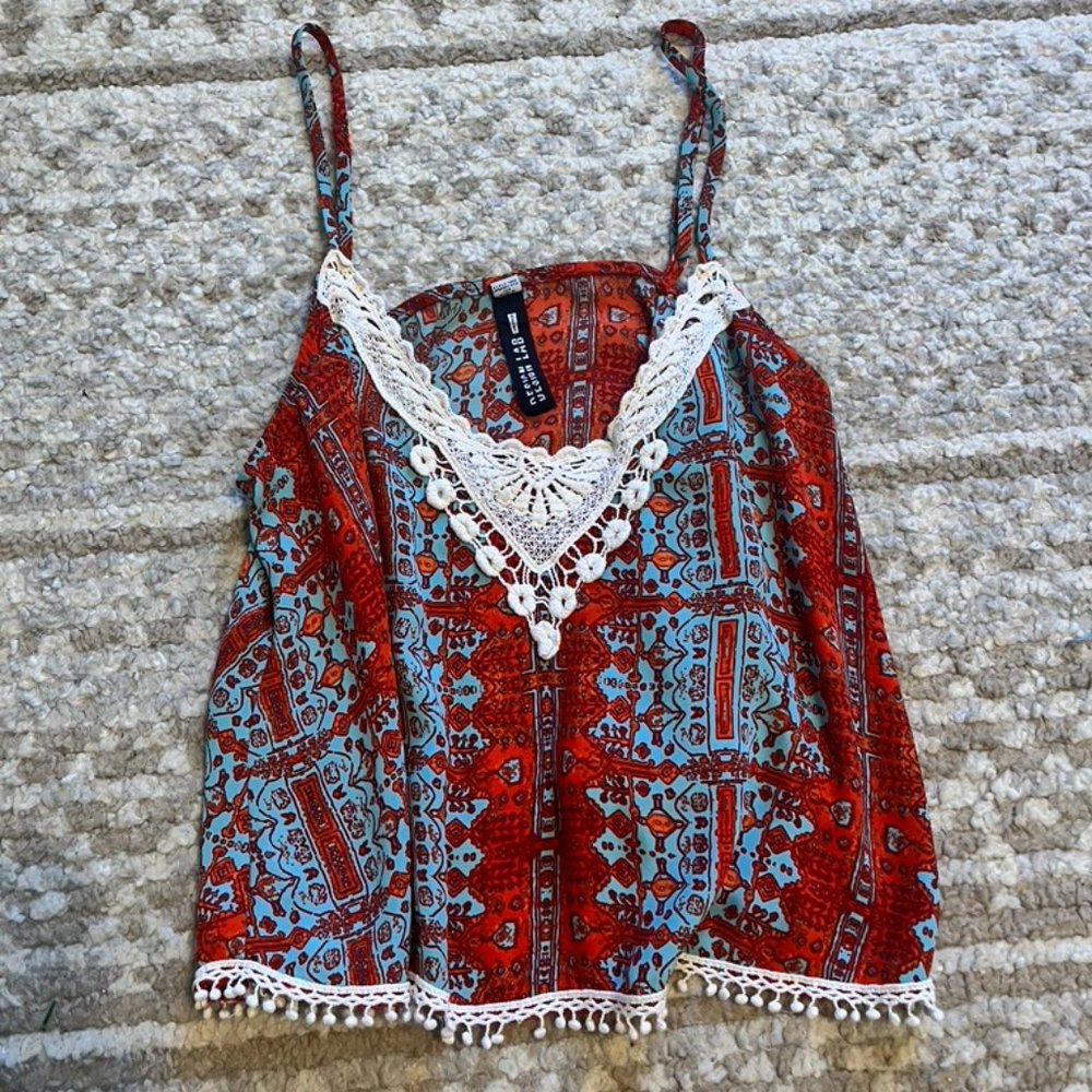 Orange and Blue cropped tank top